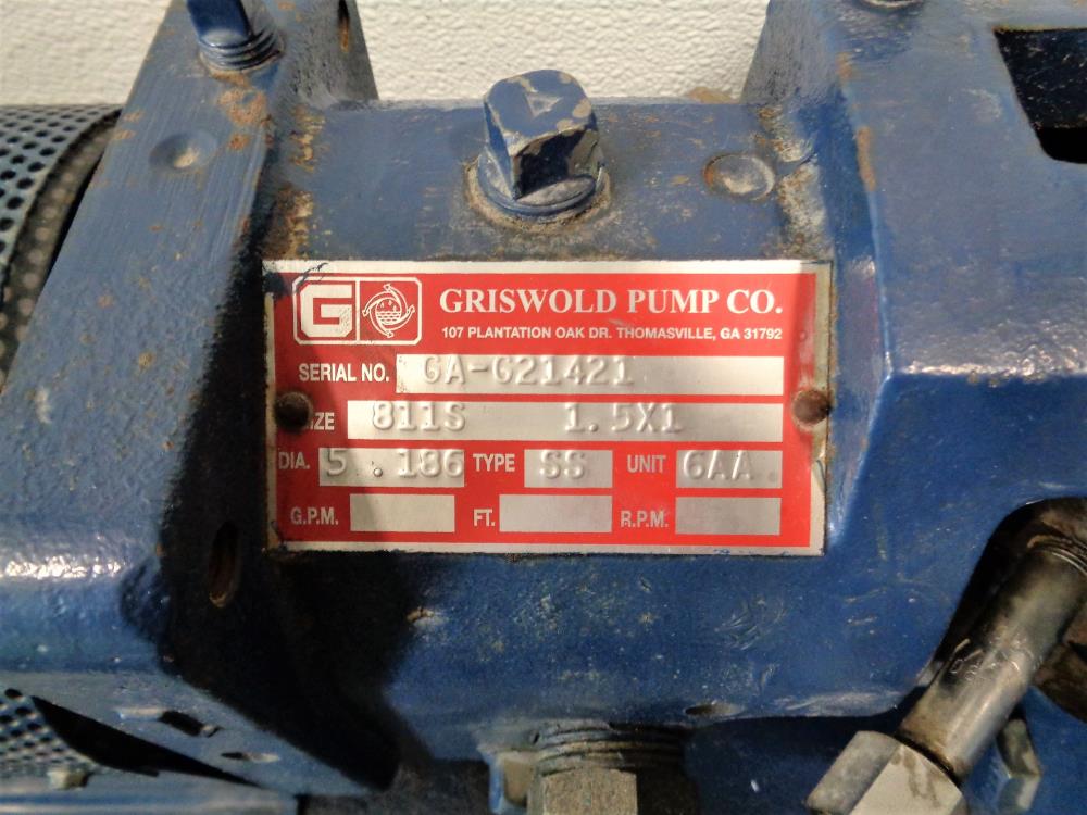 Griswold 811S Centrifugal SS Pump 1.5" x 1" w/ 5HP Exp. Proof Motor & Starter